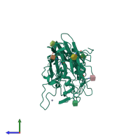 PDB entry 4zxn coloured by chain, side view.