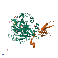 PDB entry 4zxy coloured by chain, top view.