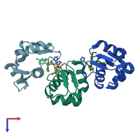 PDB entry 4zyc coloured by chain, top view.