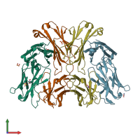 PDB entry 4zyk coloured by chain, front view.