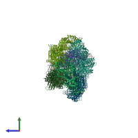 PDB entry 4zyq coloured by chain, side view.