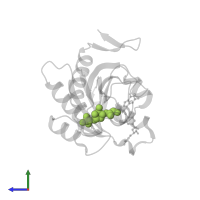GLYCINAMIDE RIBONUCLEOTIDE in PDB entry 4zyt, assembly 1, side view.
