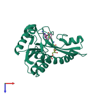 PDB entry 4zyv coloured by chain, top view.