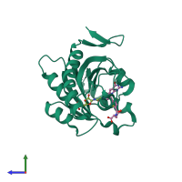 PDB entry 4zyw coloured by chain, side view.
