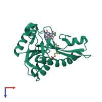 PDB entry 4zyx coloured by chain, top view.