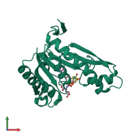 PDB entry 4zz2 coloured by chain, front view.