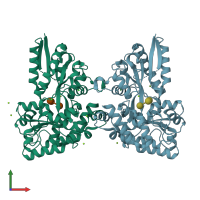 PDB entry 4zze coloured by chain, front view.