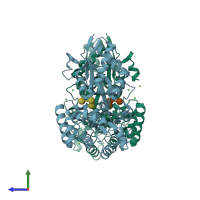 PDB entry 4zze coloured by chain, side view.