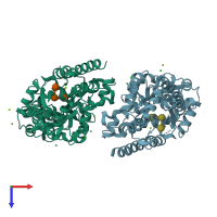 PDB entry 4zze coloured by chain, top view.