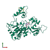 PDB entry 4zzi coloured by chain, front view.