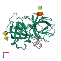 PDB entry 5a09 coloured by chain, top view.