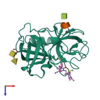 PDB entry 5a0b coloured by chain, top view.