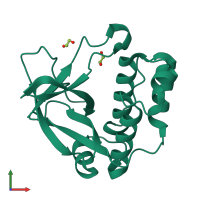 Monomeric assembly 1 of PDB entry 5a0d coloured by chemically distinct molecules, front view.