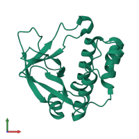 Monomeric assembly 3 of PDB entry 5a0d coloured by chemically distinct molecules, front view.