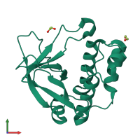 Monomeric assembly 4 of PDB entry 5a0d coloured by chemically distinct molecules, front view.