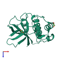 Monomeric assembly 4 of PDB entry 5a0d coloured by chemically distinct molecules, top view.