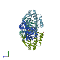 PDB entry 5a0d coloured by chain, side view.