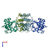 PDB entry 5a0d coloured by chain, top view.