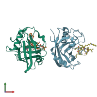 PDB entry 5a0e coloured by chain, front view.