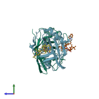 PDB entry 5a0e coloured by chain, side view.