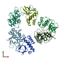 PDB entry 5a0g coloured by chain, front view.