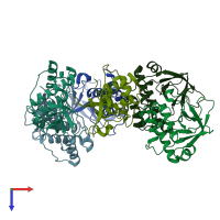 PDB entry 5a0g coloured by chain, top view.