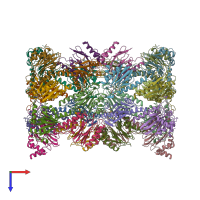 PDB entry 5a0q coloured by chain, top view.