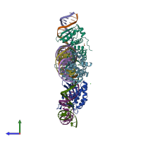 PDB entry 5a0w coloured by chain, side view.