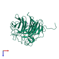 PDB entry 5a10 coloured by chain, top view.