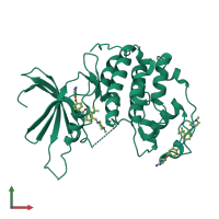 Monomeric assembly 1 of PDB entry 5a14 coloured by chemically distinct molecules, front view.