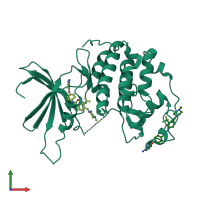 PDB entry 5a14 coloured by chain, front view.