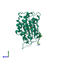 PDB entry 5a14 coloured by chain, side view.