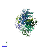 PDB entry 5a15 coloured by chain, side view.