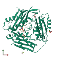 PDB entry 5a19 coloured by chain, front view.