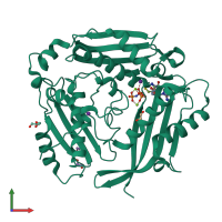 PDB entry 5a1i coloured by chain, front view.