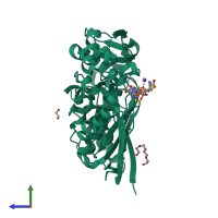 PDB entry 5a1i coloured by chain, side view.