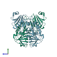 PDB entry 5a1k coloured by chain, side view.