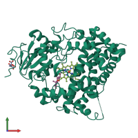 Monomeric assembly 1 of PDB entry 5a1p coloured by chemically distinct molecules, front view.
