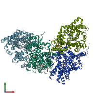 PDB entry 5a1s coloured by chain, front view.