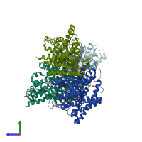 PDB entry 5a1s coloured by chain, side view.