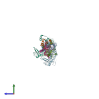 PDB entry 5a21 coloured by chain, side view.