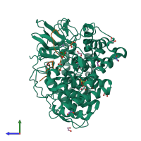 PDB entry 5a29 coloured by chain, side view.