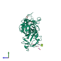 PDB entry 5a2e coloured by chain, side view.
