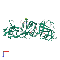 PDB entry 5a2e coloured by chain, top view.