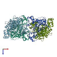 PDB entry 5a2g coloured by chain, top view.