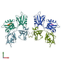 PDB entry 5a2p coloured by chain, front view.