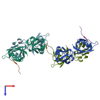 PDB entry 5a2p coloured by chain, top view.
