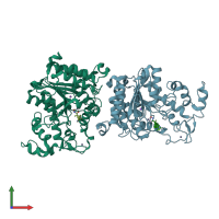 PDB entry 5a2s coloured by chain, front view.