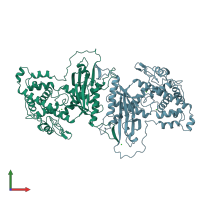 PDB entry 5a2v coloured by chain, front view.