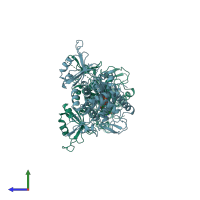 PDB entry 5a2z coloured by chain, side view.